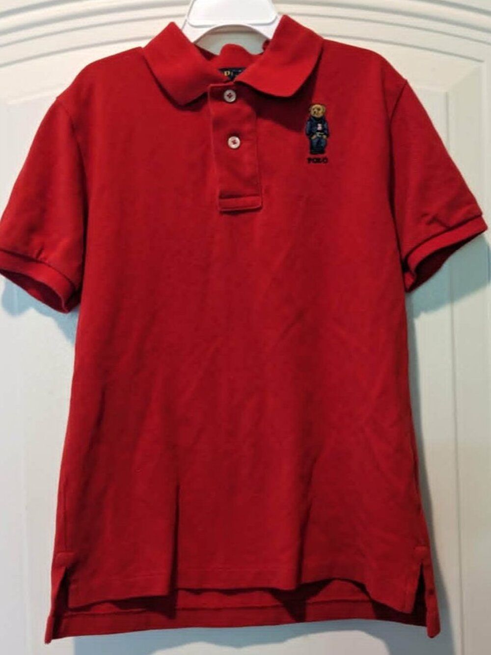 Boy's Ralph Lauren Polo Red Shirt Embroidery Bear - Size Small (8) - VGUC